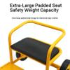 Yellow,Double Seated Kids Pull Wagon, Outdoor Play Cart for Two Children with 220LBS Capacity, Soft Padded Seat for Kindergarten & Backyard Fun view 2