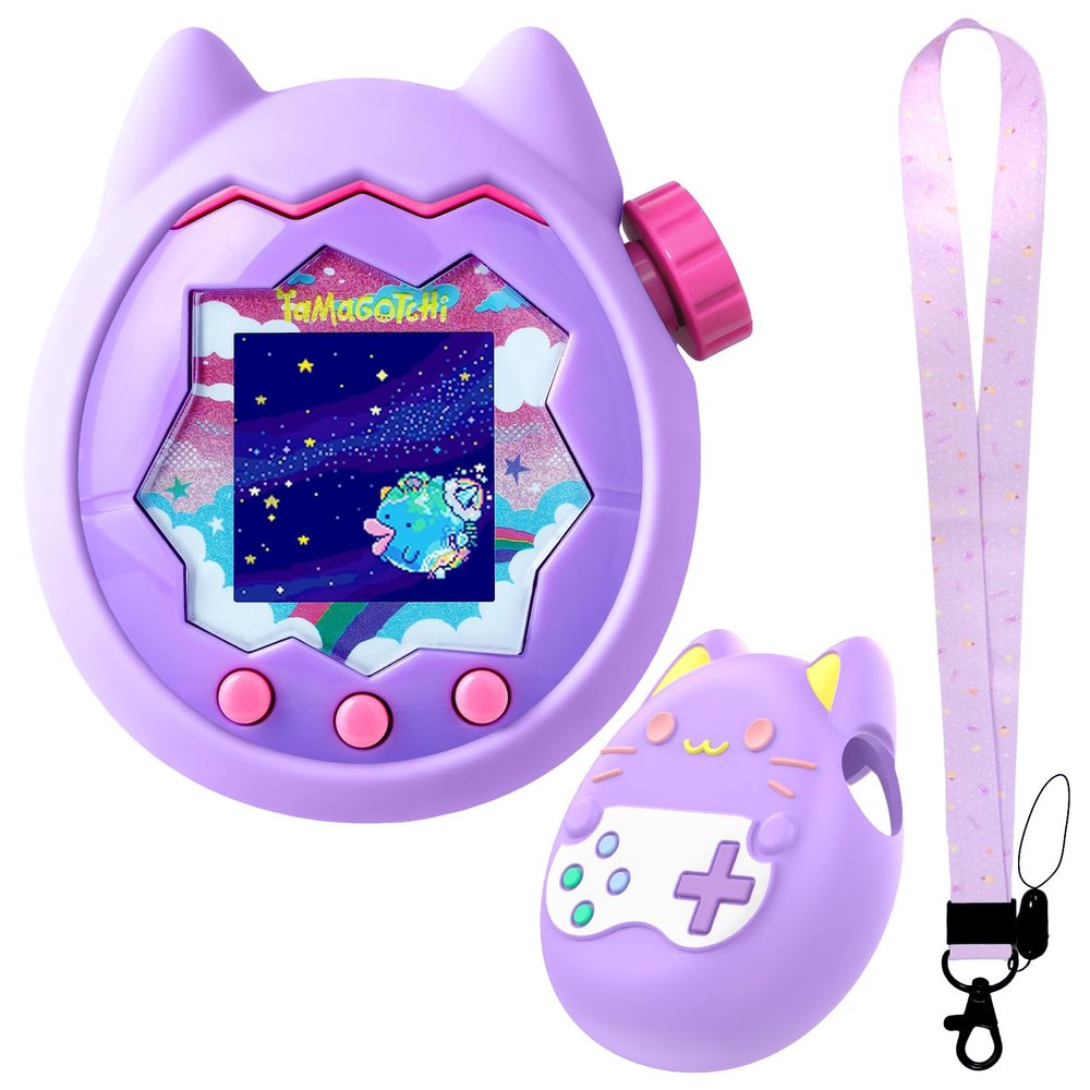 Silicone Cover for Tamagotchi Paradise Case, Protective Case with Screen Protector and Lanyard for Tamagotchi Paradise Water, Land, Sky, Jade Forest- Soft, Cute, Waterproof, Anti-Scratch, Shockproof