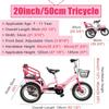 JYDQMOLS Double Twins Three Wheel Cruiser Bike to Carry Kid, 14in 16in 18in 20in Foldable 3 Wheel Bicycle with Child Seat, Adjustable Height Two Seater Tricycle Carbon Steel(Red,20") view 2