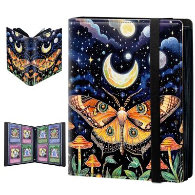 Trading Card Binder with 4 Pocket Pages Album Display Holder 240 Cards Double-Sided Sleeves for Standard Size Cards - Butterfly Moon Galaxy
