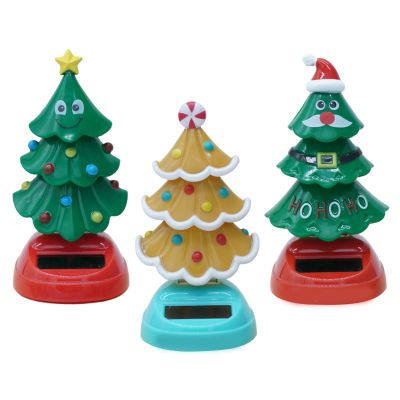 3 Pieces Christmas Solar Powered Dancing Toys, Solar Swinging Trees, Christmas Dancing Figurines, Car Dashboard Swinging Toys