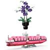 Audaxly Large Cargo Ship & Orchid Flower Building Set, Pink Container Vessel Model and Purple Artificial Orchid in Vase, Unique Home Desk Decor, Creative Gifts for Boys and Girls view 1