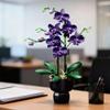 Audaxly Large Cargo Ship & Orchid Flower Building Set, Pink Container Vessel Model and Purple Artificial Orchid in Vase, Unique Home Desk Decor, Creative Gifts for Boys and Girls view 2