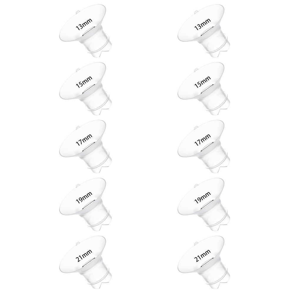 10pc Upgraded 13/15/17/19/21mm Flange Inserts with Pull Tab and Triangle-Cut Design, Improves Fit and Comfort for Breast Pumping, for Momcozy/Medela/Spectra/Eufy/Lansinoh/Elvie/NCVI/Paruu Breast Pump