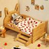 Wooden Bed Set for Labubu Doll, Accessories Include Side Ladder Mattress Pillow Blanket Strawberry Patterns, Dollhouse Furniture Decor for Room Collection view 1