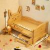 Wooden Bed Set for Labubu Doll, Accessories Include Side Ladder Mattress Pillow Blanket Strawberry Patterns, Dollhouse Furniture Decor for Room Collection view 2