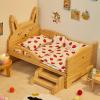 Wooden Bed Set for Labubu Doll, Accessories Include Side Ladder Mattress Pillow Blanket Strawberry Patterns, Dollhouse Furniture Decor for Room Collection view 3