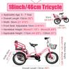JYDQMOLS Double Twins Three Wheel Cruiser Bike to Carry Kid, 14in 16in 18in 20in Foldable 3 Wheel Bicycle with Child Seat, Adjustable Height Two Seater Tricycle Carbon Steel(Pink,18") view 2