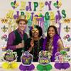 20Pcs Mardi Gras Decorations, Happy Mardi Gras Banner Hanging Swirls and Honeycomb Centerpieces New Orleans Carnival Masquerade Party Decorations for Fat Tuesday Decor view 2