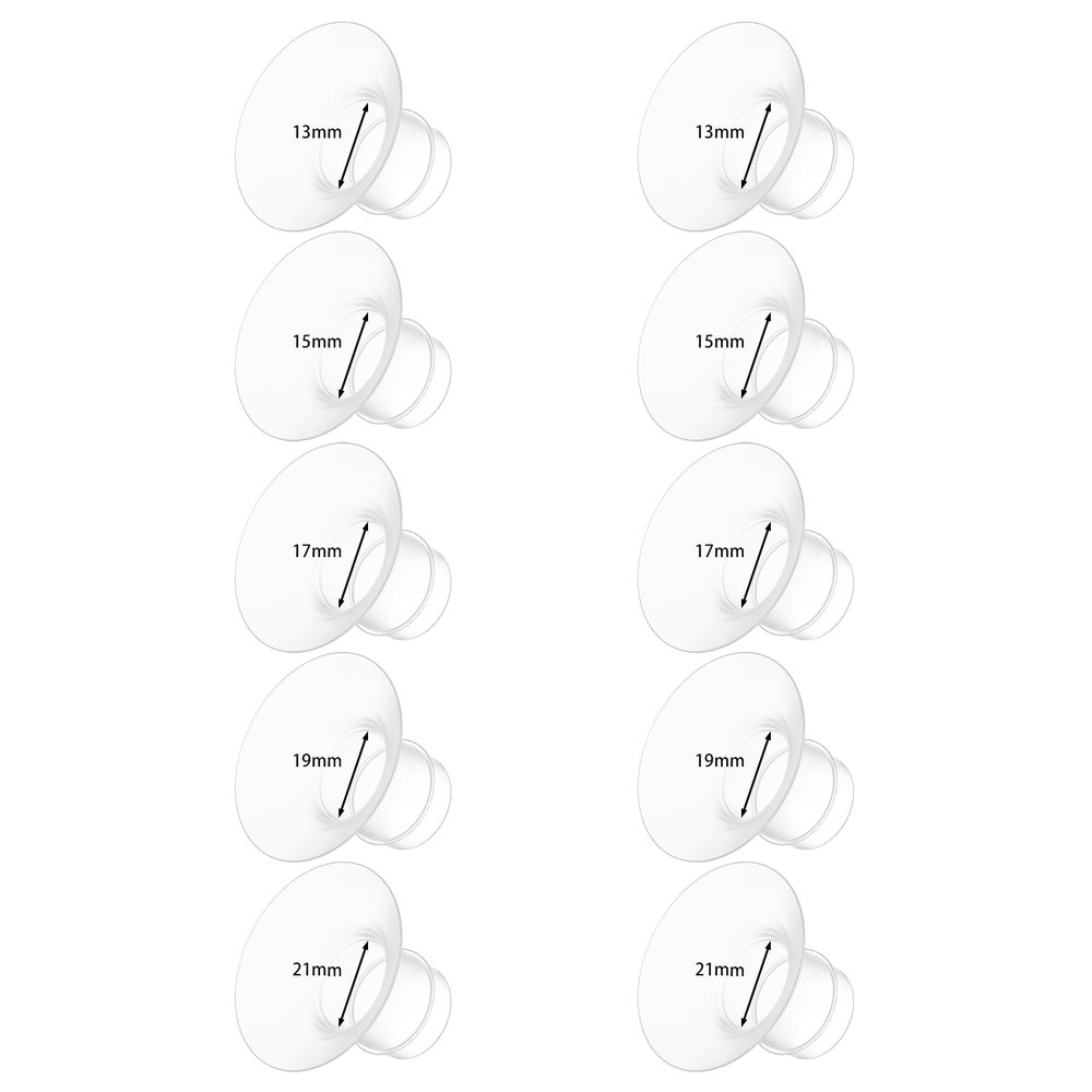 10pcs Flange Insert 13/15/17/19/21 * 2pcs Compatible with Momcozy M9/M6/M5/S12 Pro/S9 Pro Breast Pump