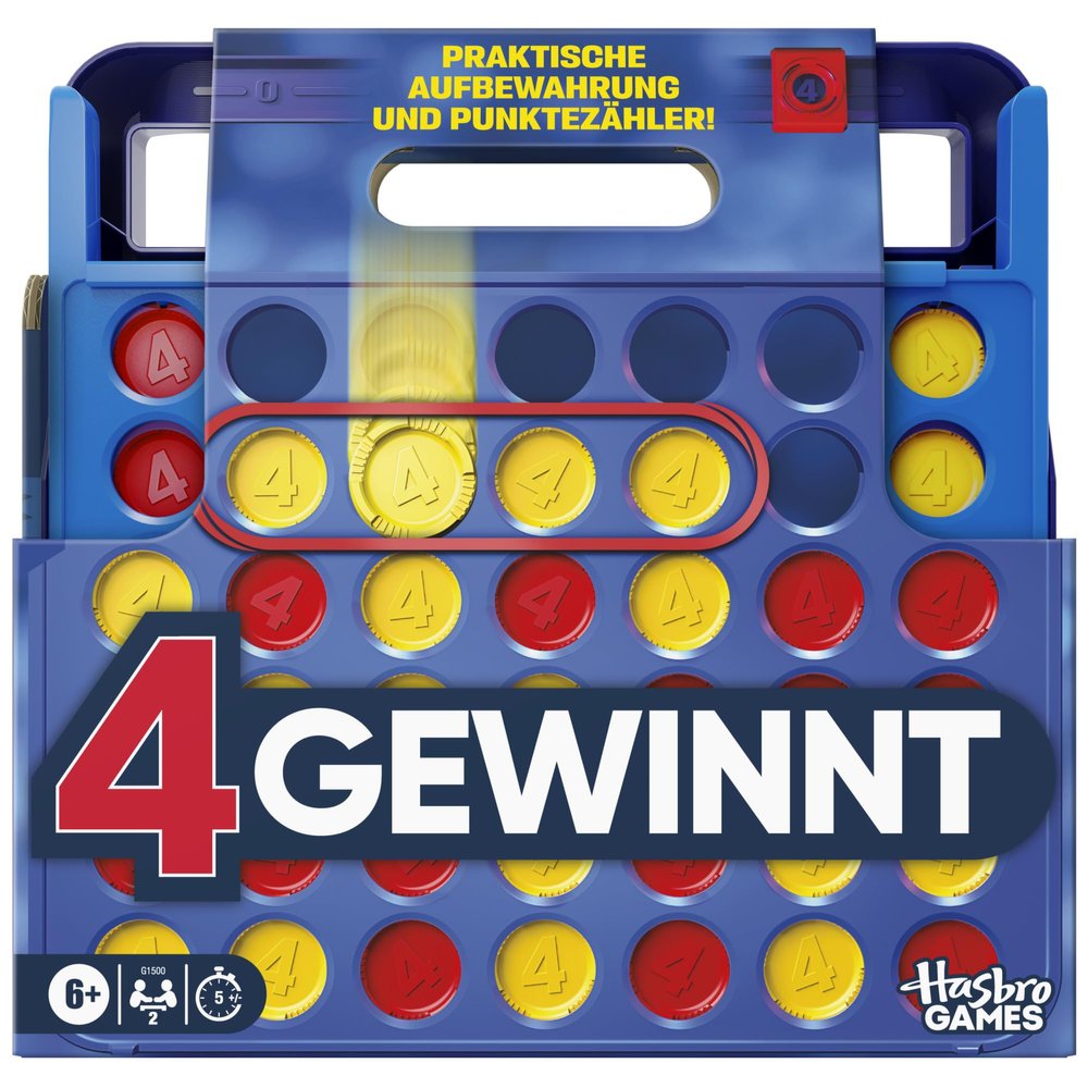 Hasbro Games 4 Official Wins The Game (2025 Edition) | Practical Storage, Transport Box, Score Counter | Ages 6+ | 2 Players | Family Game for Kids - German Version