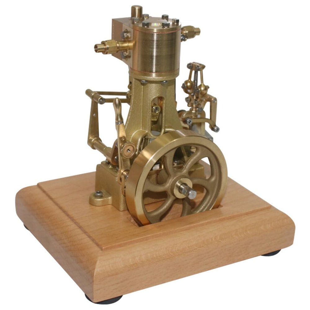 1.85CC Mini Retro Horizontal Single-Cylinder Steam Engine Model Kits, Double-Acting Mill Steam Engine with Speed Reducer, Physical Experiment Model Toy Gift for Display & Decor
