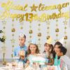 13th Birthday Decorations Banner Girls - 10 Pcs Pre-Strung Gold Glitter Official Teenager Banner Garland Hanging Streamer Bunting for Boys 13 Years Old Party Decor view 4