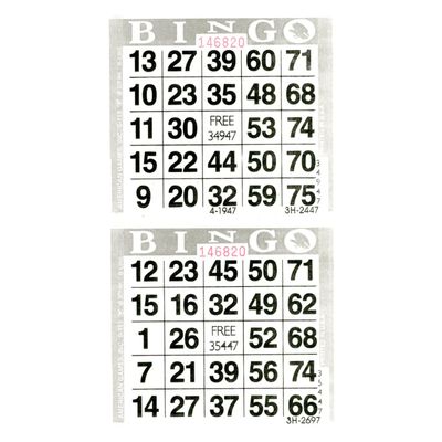American Games Bingo Paper Game Cards - 2 Cards - Grey - 750 Sheets per Pack, Made in USA