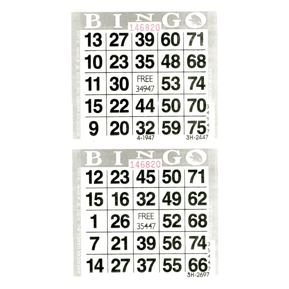 American Games Bingo Paper Game Cards - 2 Cards - Grey - 750 Sheets per Pack, Made in USA