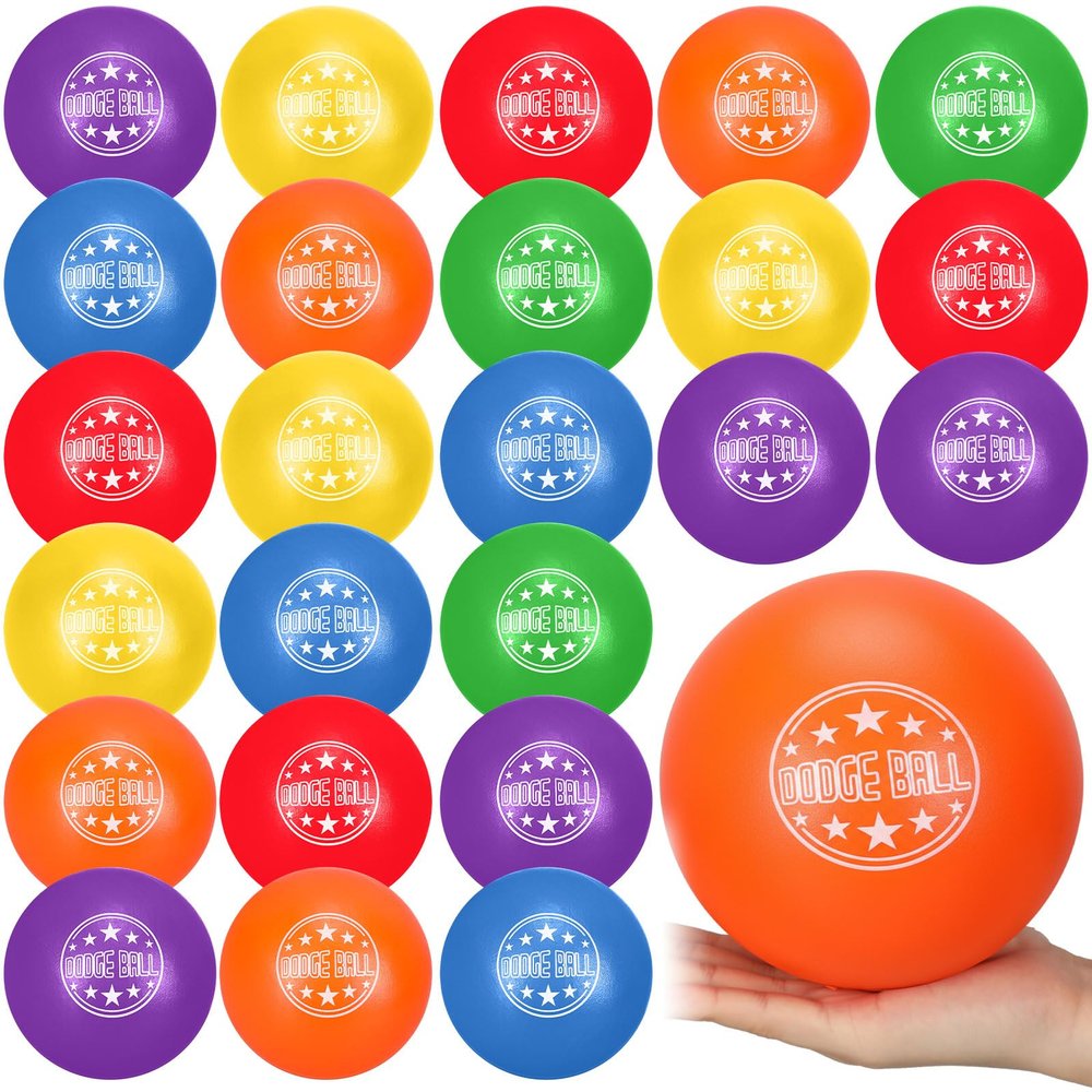 Jerify 24 Pcs Foam Dodgeball Set 6 Inch Soft Skin Playground Dodgeballs Bulk, Low Density Foam for Non Sting Dodgeball Sports Equipment for Kids and Adults (6 Colors)