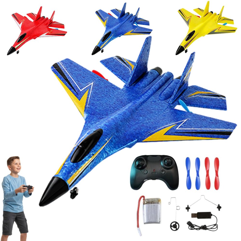 CGDUYWJ Gravity Glider, Trick 4 Rotor Rc Glider Aircraft Drone LED 2.4g Rc Airplanes, Remote Control Airplane Model for Adults (Blue)