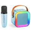 Kids Karaoke Machine Toy for Ages 3-12, Rechargeable Portable Bluetooth Speaker with 1 Wireless Microphone, LED Light Up Voice Changer, Christmas Birthday Gift for Boys Girls Grandkids (Blue - 1) view 1