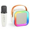 Kids Karaoke Machine Toy for Ages 3-12, Rechargeable Portable Bluetooth Speaker with 1 Wireless Microphone, LED Light Up Voice Changer, Christmas Birthday Gift for Boys Girls Grandkids (Cream - 1) view 1