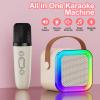 Kids Karaoke Machine Toy for Ages 3-12, Rechargeable Portable Bluetooth Speaker with 1 Wireless Microphone, LED Light Up Voice Changer, Christmas Birthday Gift for Boys Girls Grandkids (Cream - 1) view 2