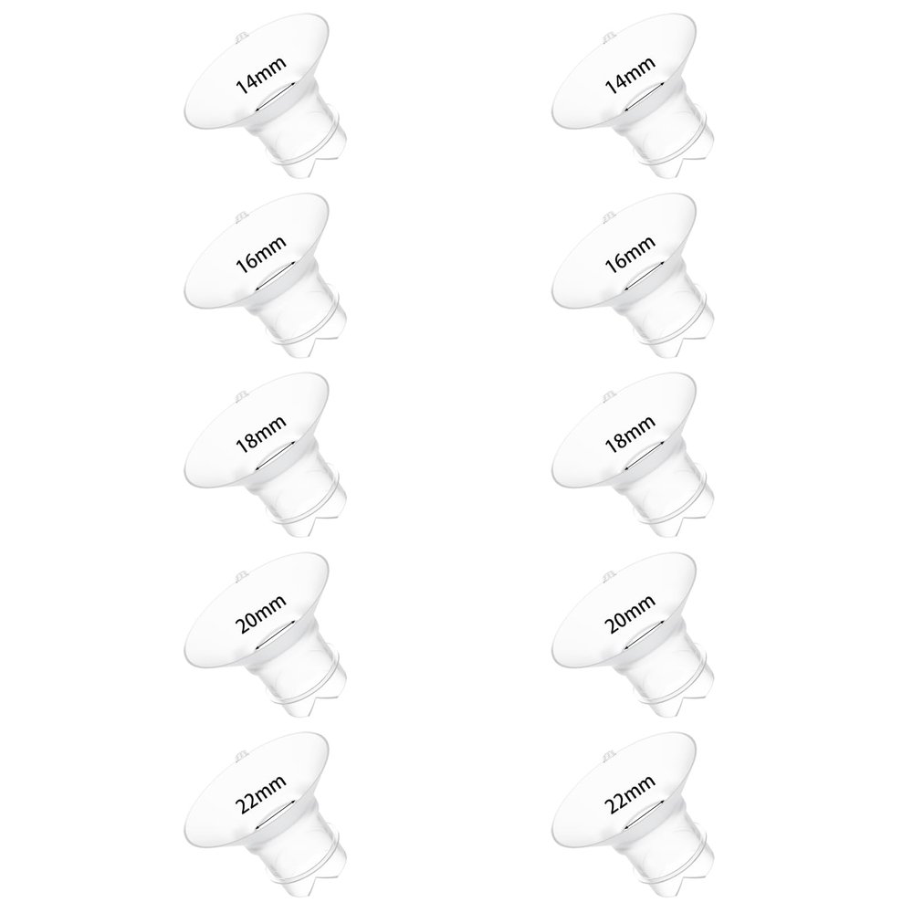 10pc Upgraded 14/16/18/20/22mm Flange Inserts with Pull Tab and Triangle-Cut Design, Improves Fit and Comfort for Breast Pumping, for Momcozy/Medela/Spectra/Eufy/Lansinoh/Elvie/NCVI/Paruu Breast Pump