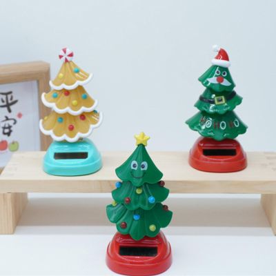 3pcs Dashboard Christmas Tree, 6x11cm, Solar Powered Dancing Toy, Novelty Car Shaking Head Dancer Doll, for Dashboard Desk Decor Kids Toys