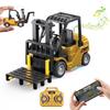Funwins 1/64 RC Forklift Toy,Mini Forklift Remote Control & Phone App Controled,2-in-1 Transformable Lift Fork & Hook,10CH Alloy RC Construction Vehicles With Lights & Sounds,Toy Gift for Teens,Adults view 1