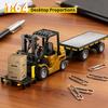 Funwins 1/64 RC Forklift Toy,Mini Forklift Remote Control & Phone App Controled,2-in-1 Transformable Lift Fork & Hook,10CH Alloy RC Construction Vehicles With Lights & Sounds,Toy Gift for Teens,Adults view 2