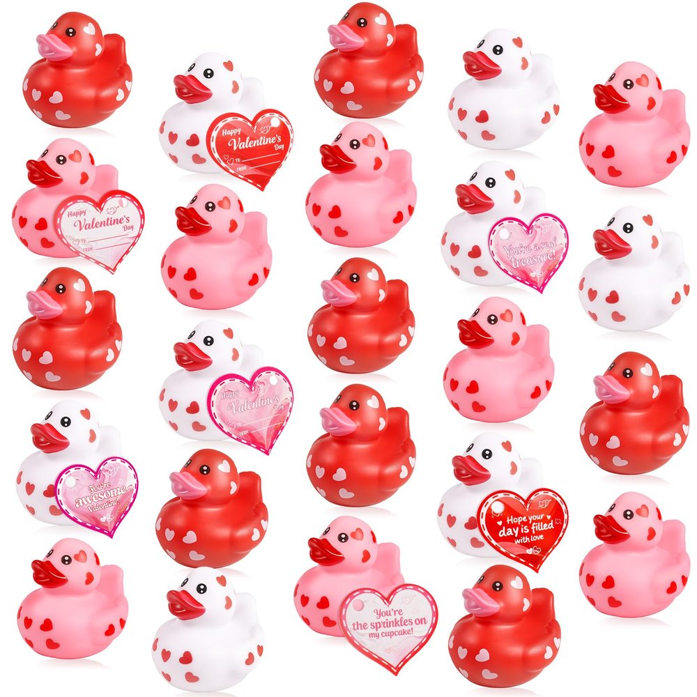 24 Pcs Rubber Ducks, Random Assortment Ducks Bulk for Jeeps Ducking, 2" Mini Rubber Duckies for Baby Toddler Bath Toys, Kids Pool Toys Birthday Gifts Party Favors