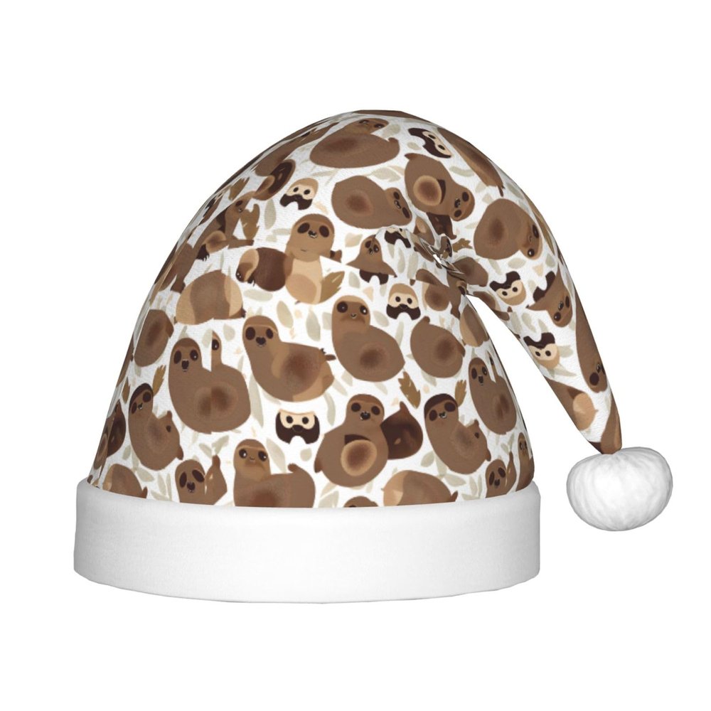 Bnvmwe Brown Sloth Children And Youth Christmas Hats, Holiday Hats, New Year'S Parties