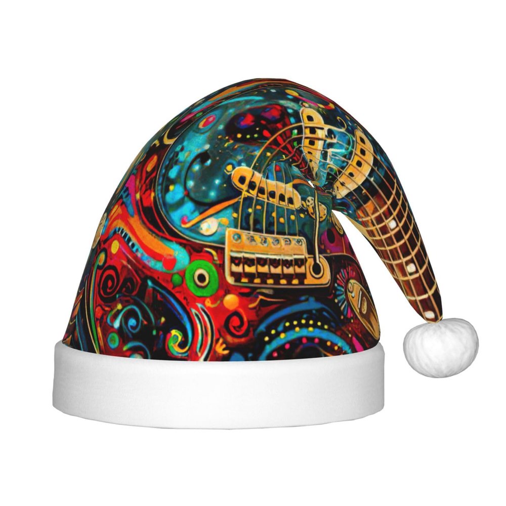 Bnvmwe Art Guitar Pattern Children And Youth Christmas Hats, Holiday Hats, New Year'S Parties