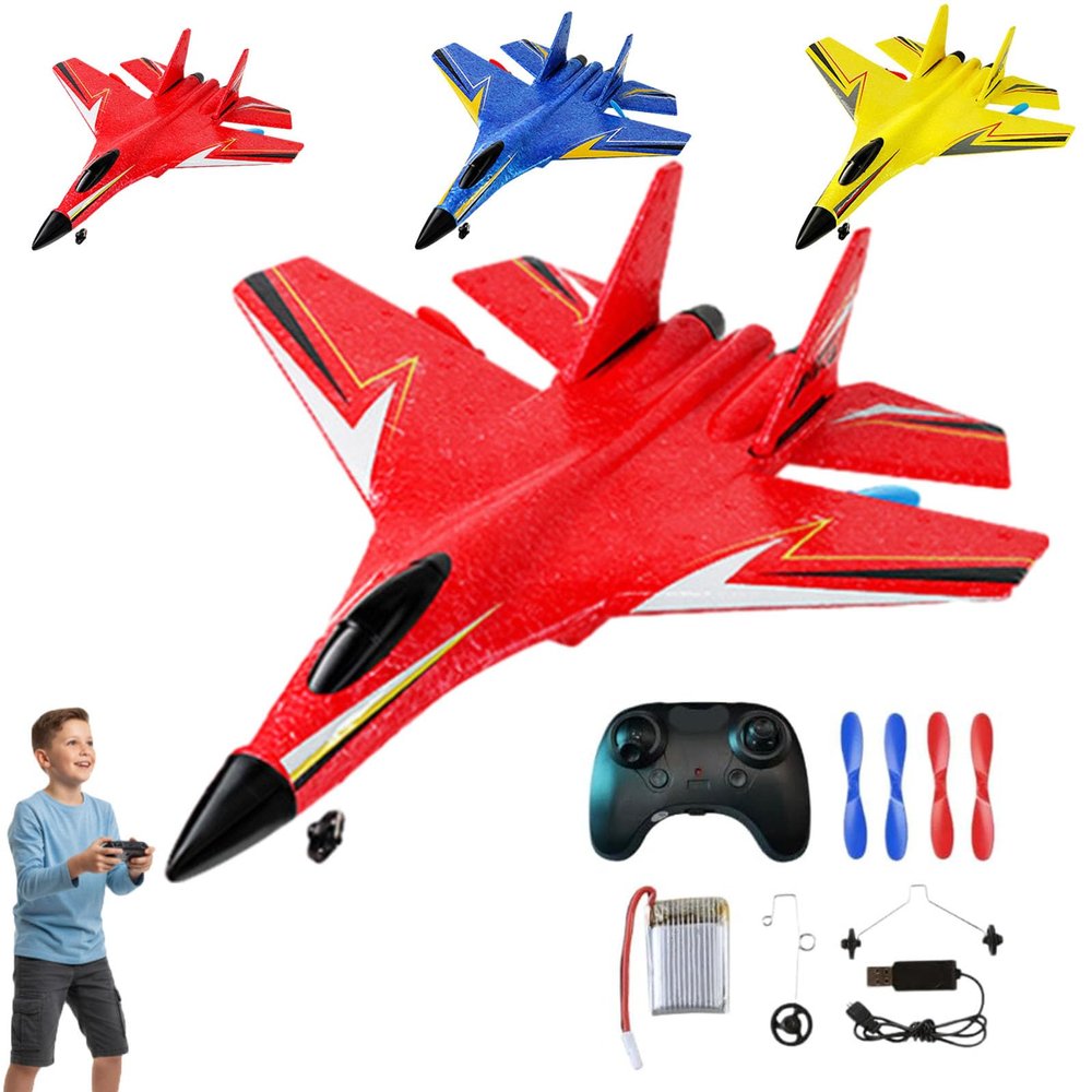 CGDUYWJ Gravity Glider, Trick 4 Rotor Rc Glider Aircraft Drone LED 2.4g Rc Airplanes, Remote Control Airplane Model for Adults (red)