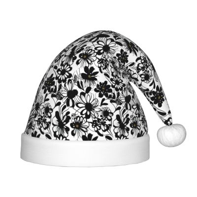 Bnvmwe Black And White Flowers Children And Youth Christmas Hats, Holiday Hats, New Year'S Parties