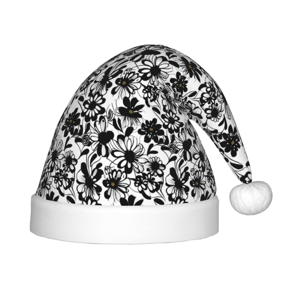 Bnvmwe Black And White Flowers Children And Youth Christmas Hats, Holiday Hats, New Year'S Parties