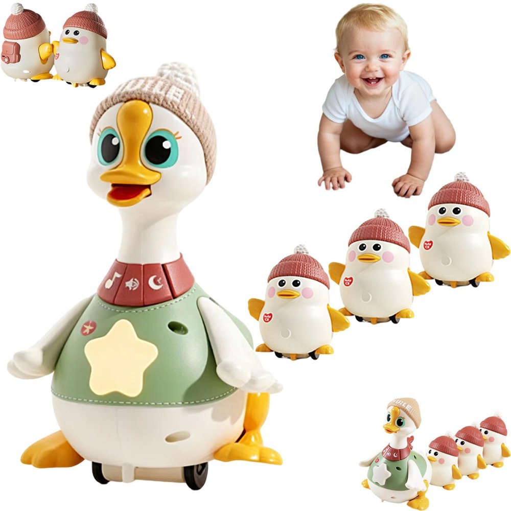 FAFVI Little Duck Family, Little Duck Family Tummy Time, Tummy Time DuckFamily, for Crawling and Learning (Mother Goose + 3 Goslings)