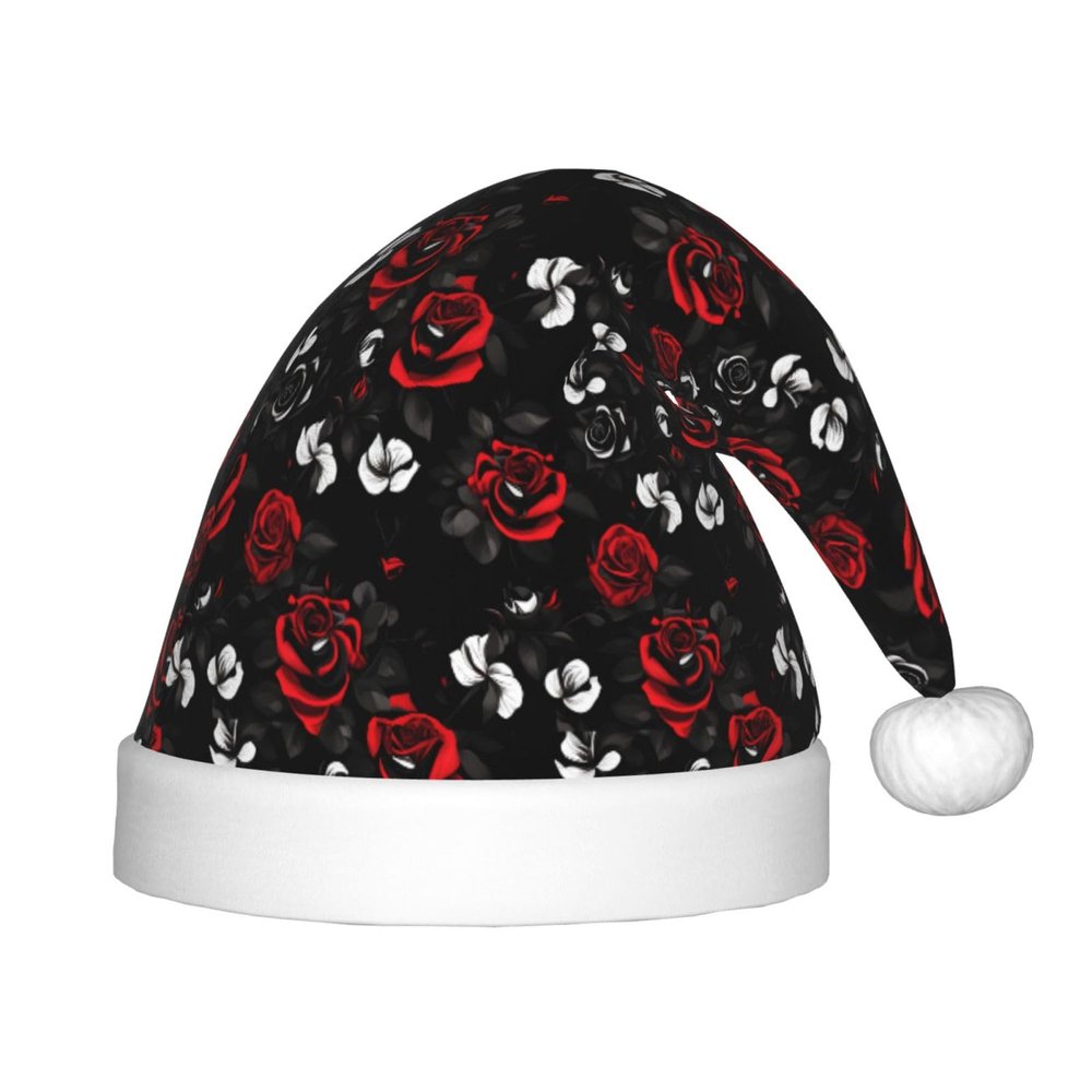 Bnvmwe Black White And Red Roses Children And Youth Christmas Hats, Holiday Hats, New Year'S Parties