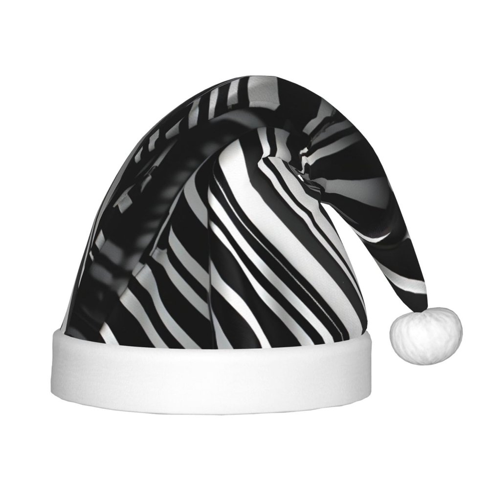 Bnvmwe Black And White Checkered Stripes Children And Youth Christmas Hats, Holiday Hats, New Year'S Parties