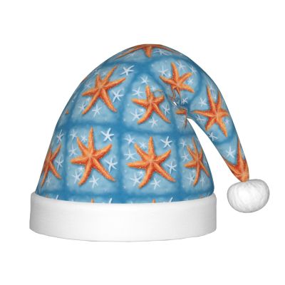 Bnvmwe Blue Background Starfish 1 Children And Youth Christmas Hats, Holiday Hats, New Year'S Parties