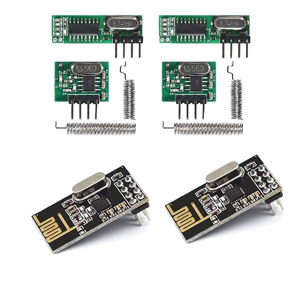 4-Piece NRF24L01+ 2.4GHz & 10-Piece 433MHz Wireless Transceiver Module Bundle for Arduino DIY Kit