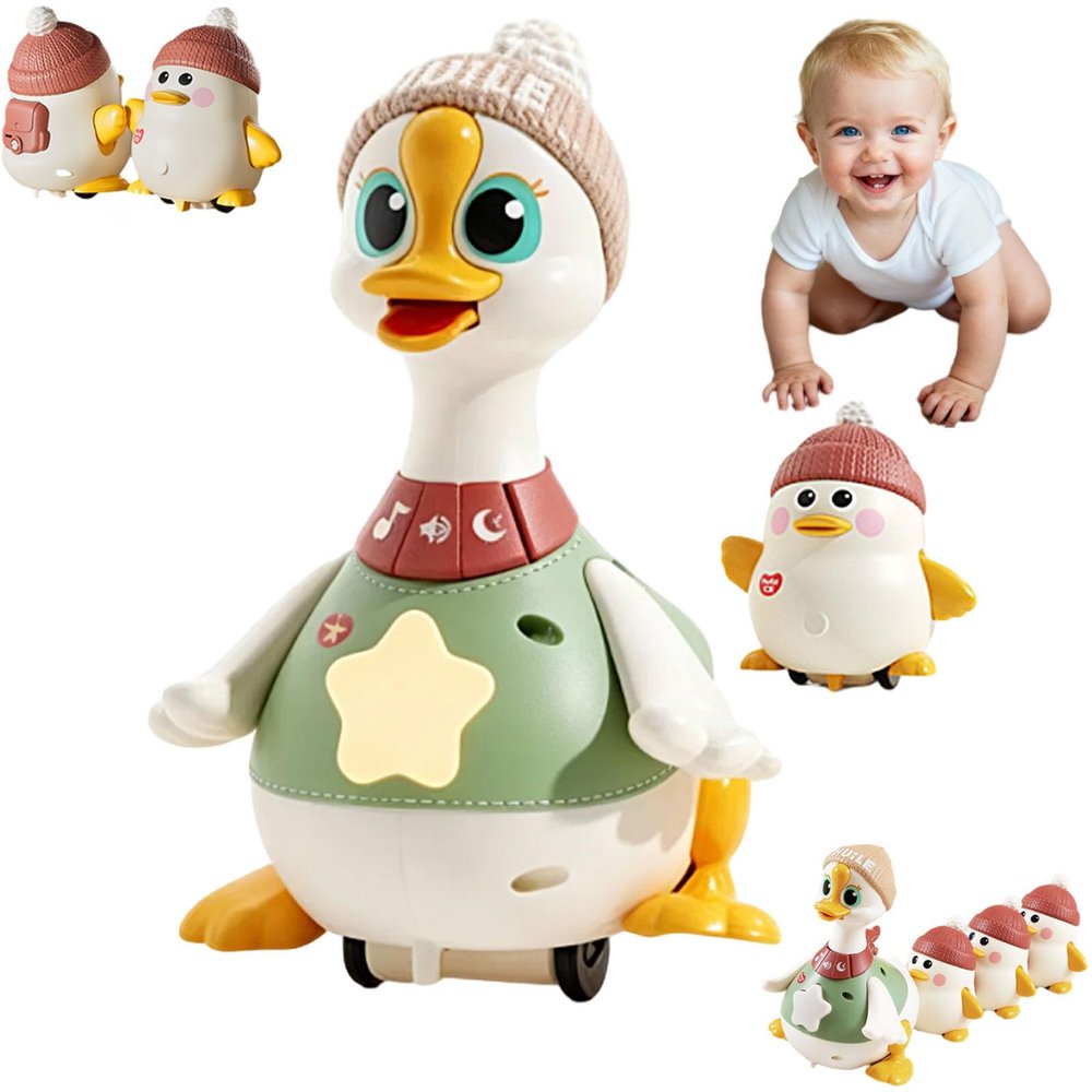 FAFVI Little Duck Family, Little Duck Family Tummy Time, Tummy Time DuckFamily, for Crawling and Learning (Mother Goose + 1Goslings)