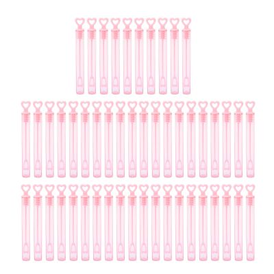 Srliya Bubble Wands for Kids, Heart Shaped Pink Transparent Bubble Sticks, 50pcs Mini Party Favors for Game Rewards, with Weddings