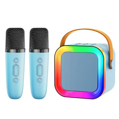 Kids Karaoke Machine Toy Ages 3-12, 2 Wireless Mics BT Speaker, Blue