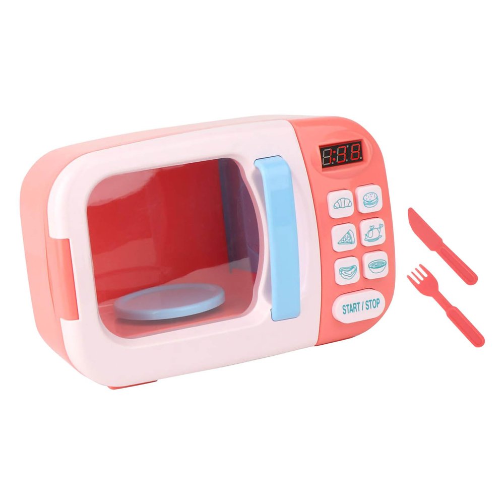 ciciglow Electronic Microwave Play Set with Turnable Tray and Vivid Music Function, Ideal for Kids , Safe ABS Material (Pink)