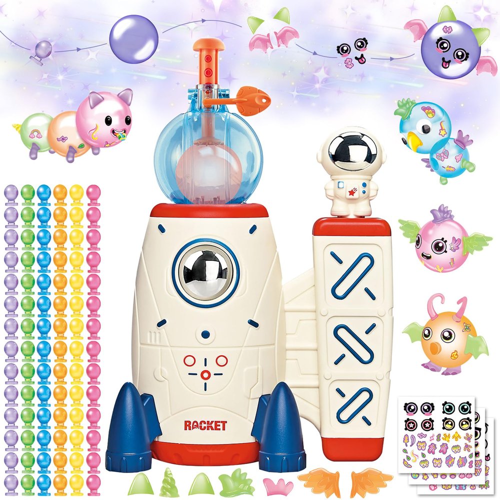 219pcs Space Magic DIY Balloon Kit with Pump, Sticky Balloon Maker Craft, Includes Bouncy Balloons, Stickers & Accessories, DIY Creative Activity Gift for Girls Boys Ages 3+