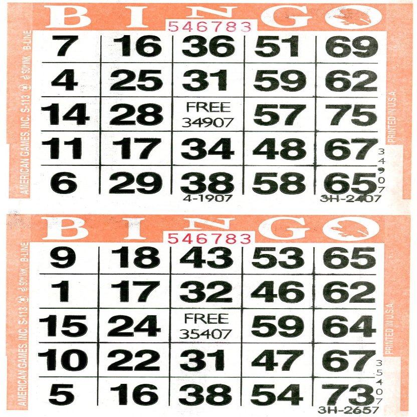 American Games Bingo Paper Game Cards - 2 Cards - Orange - 750 Sheets per Pack, Made in USA