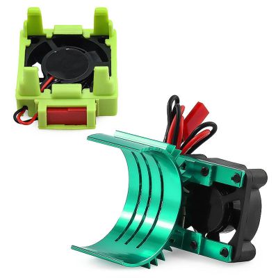 Colaxi 1/10 RC Car ESC Cooling Fan and Motor Fan Set RC Car Parts Easy to Install Accessory Professional Heat Sink for Slash Rustler, Green