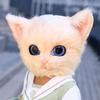 Realistic Cat Head Fursuit Mask, White and Gray Plush Costume with Blue Eyes, Professional Cosplay Mascot (7) view 1