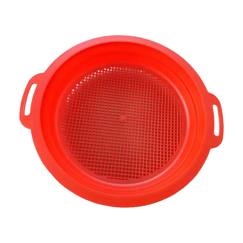 HouseVibe Kids Sand Sifter Sieve Beach Strainer Toy with Portable Handle Sand Sifting Pan for Park Backyard Gardening- Red