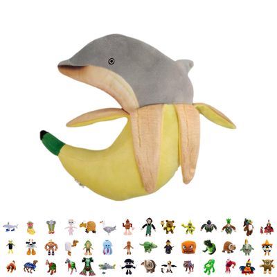 AI-Crafted Italian Brainrot Animals Plush, 43-Styles Brain Rot Stuffed Toys for Birthday, Unique Decorations, Funny Gift, Memetic Collectors-14 Years and up (Bananitta Dolfinitta)