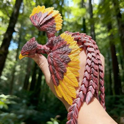 NevaFlew Articulated Phoenix Fully Posea Collectible Desk Decor Flexible Wings & Tail | Premium PLA Fantasy Sculpture (Red Phoenix-Multic, Large Single Color)